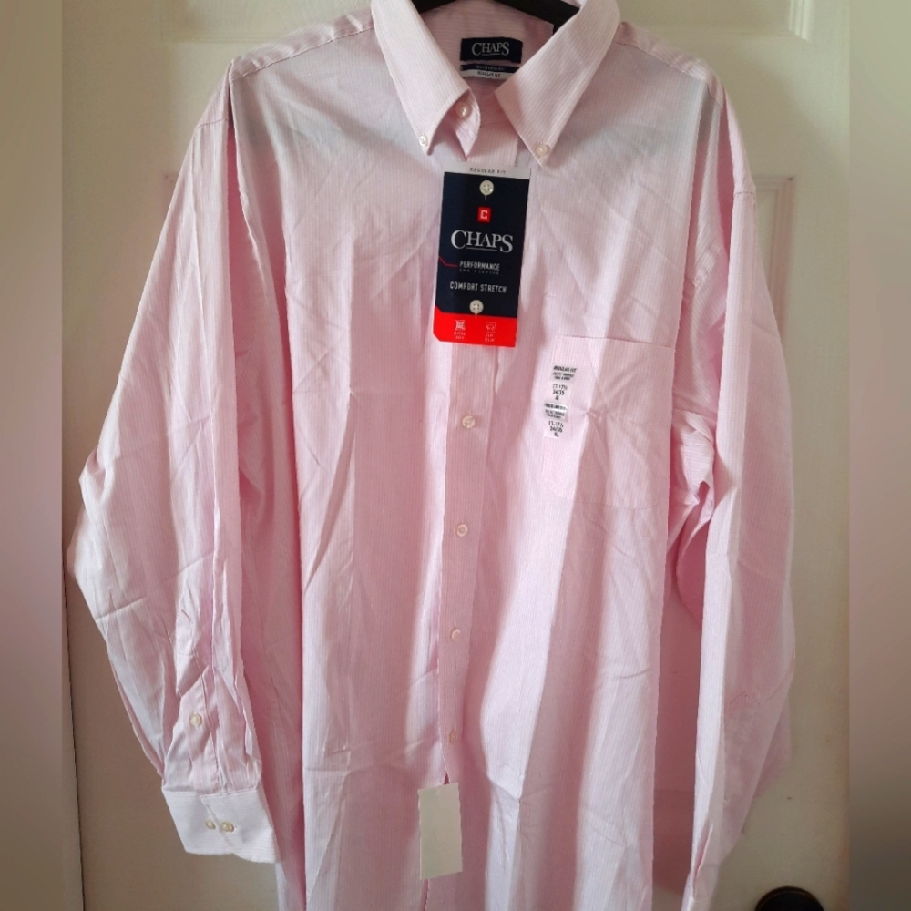Chaps, Men blouse, color pink and white, size xl